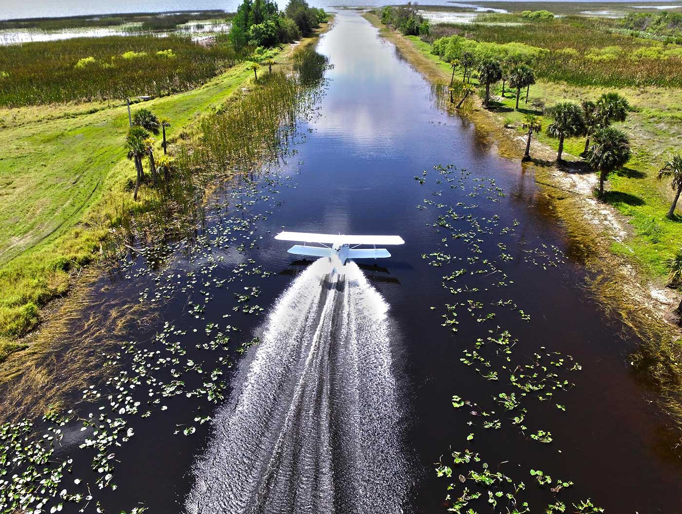 Taking off from a canal