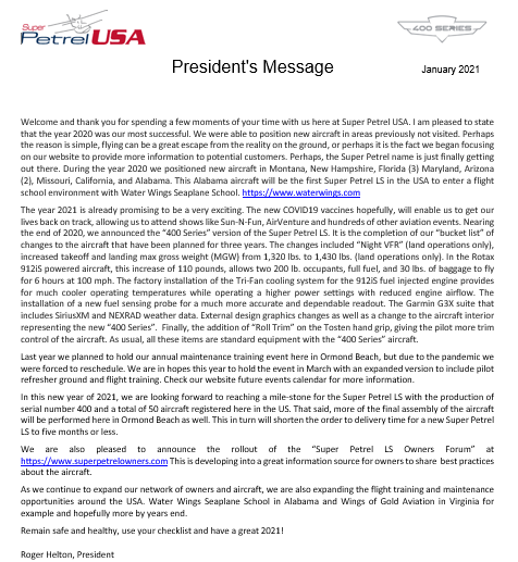 Presidents Message